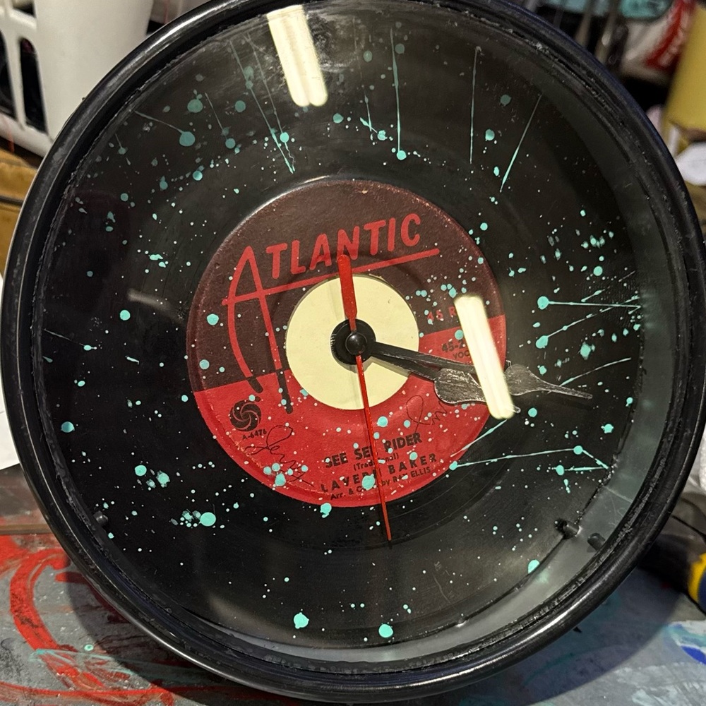 Black and Red Vinyl Record Wall Clock